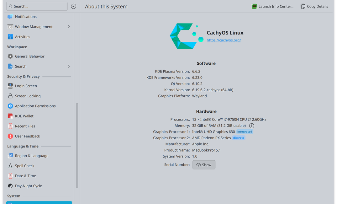 CachyOS + MacBook Pro (Intel, T2)