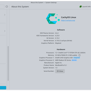 Image of: CachyOS + MacBook Pro (Intel, T2)